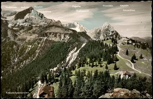 Garmisch-Partenkirchen Panorama Ansicht Kreuzeck (Wettersteingebirge) 1965