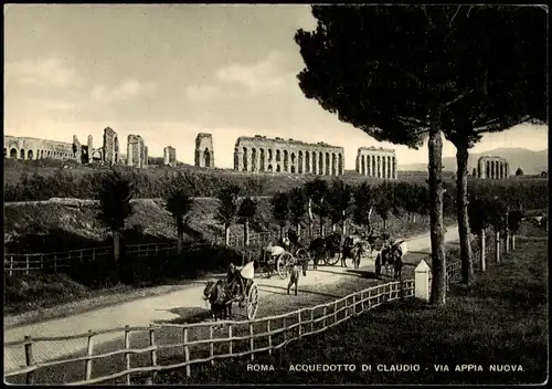 Cartoline Rom Roma Aqueduct of Claudius and the Via Appia 1950