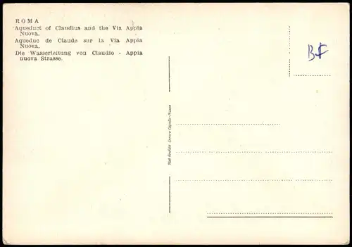 Cartoline Rom Roma Aqueduct of Claudius and the Via Appia 1950