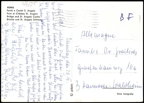 Cartoline Rom Roma Castello e Ponte S. Angelo 1970