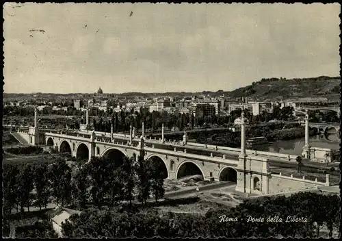 Cartoline Rom Roma Ponte, Liberty`s Bridge, Stadt Teilansicht 1955