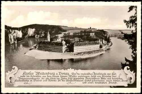 Ansichtskarte Kelheim Kloster Weltenburg aus der Vogelschau 1955