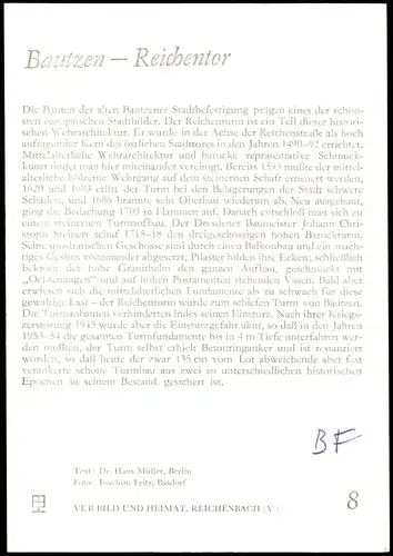 Sammelkarte Bautzen Budyšin Partie am Reichentor zur DDR-Zeit 1970