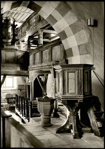 Urphar 1000 jährige Wehrkirche Jakobskirche Innenansicht Kanzel 1960