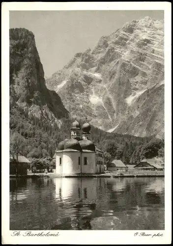 St. Bartholomä-Schönau am Königssee See mit Blick zu den Bergen 1960