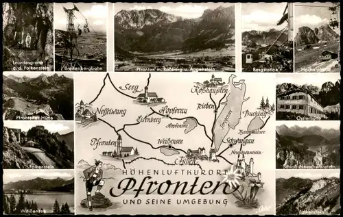 Pfronten (Allgäu) Mehrbild-AK mit Umgebungskarte und Umland-Ansichten 1963