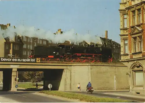 Plauen (Vogtland) Dampflokomotiven einsatz, Museumslokomotive 381182,  1986