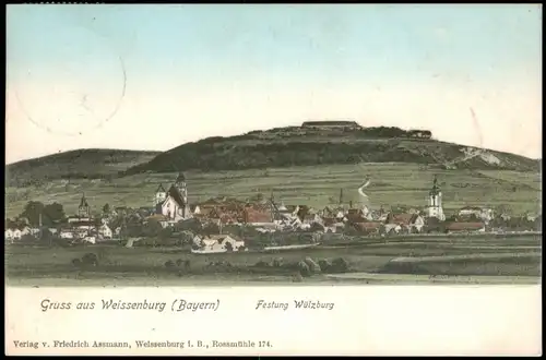 Weißenburg in Bayern Panorama-Ansicht mit Festung Wülzburg 1913