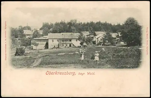 Oberkreuzberg-Spiegelau Oberkreuzberg Bayr. Wald Wiese vor Bauernhof 1900