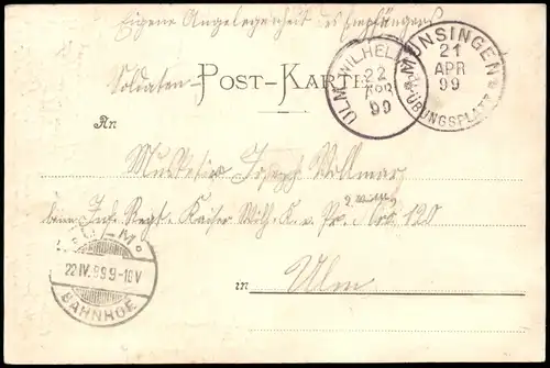 Ansichtskarte Münsingen (Württemberg) Barackenlager 1899  gel. Feldpost-Stempel