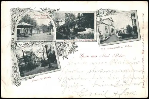 Ansichtskarte Bad Steben MB: Badeanstalt, Collonade, Quelle 1903