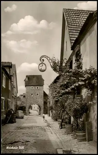 Ansichtskarte Sommerhausen Partie am Weinhaus-Metzgerei Düll 1960