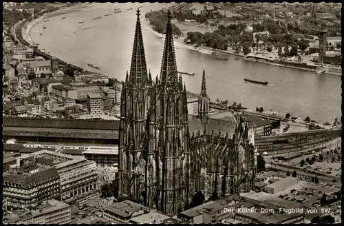 Ansichtskarte Köln Kölner Dom vom Flugzeug aus, Flugbild von SW 1960