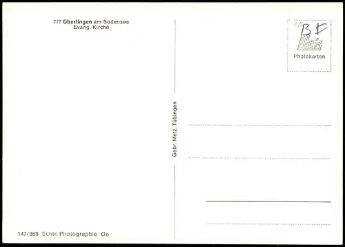 Ansichtskarte Überlingen Evang. Kirche Strassen Ansicht 1960