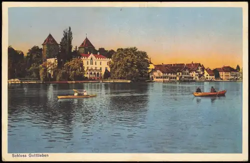 Ansichtskarte Gottlieben Schloß Ruderboote 1930