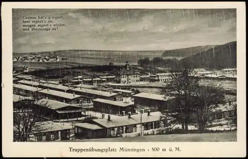 Ansichtskarte Münsingen (Württemberg) Truppenübungsplatz - Regenkarte 1938