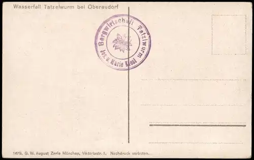 Ansichtskarte Oberaudorf Wasserfall Tatzelwurm 1912