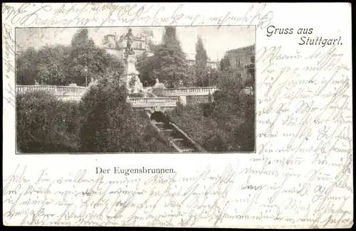 Ansichtskarte Stuttgart Der Eugensbrunnen. - Villa 1900