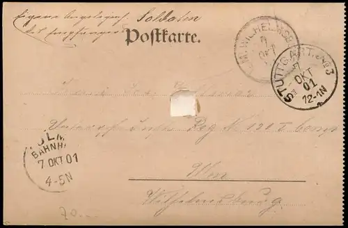 Ansichtskarte Stuttgart Eberhards-Gruppe. 1901  gel. Stempel Stuttgart