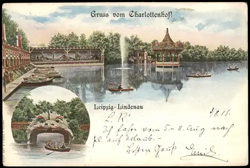 Ansichtskarte Lindenau-Leipzig Charlottenhof - 2 Bild Litho 1915
