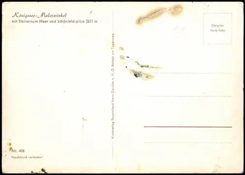 Schönau am Königssee Malerwinkel am Königssee Colorfoto AK 1962