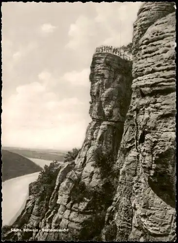 Rathen Basteifelsen (Sächsische Schweiz) Aussicht zur Elbe 1964