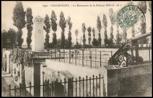 CPA .Frankreich CHAMPIGNY Le Monument de la Défense 1870-71 1907