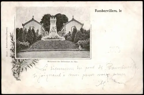 CPA Rambervillers Denkmal, Monument des Défenseurs de 1870 1899