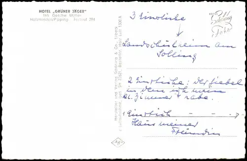 Holzminden HOTEL GRÜNER JÄGER Inh. Geschw. Müller im OT Pipping 1960