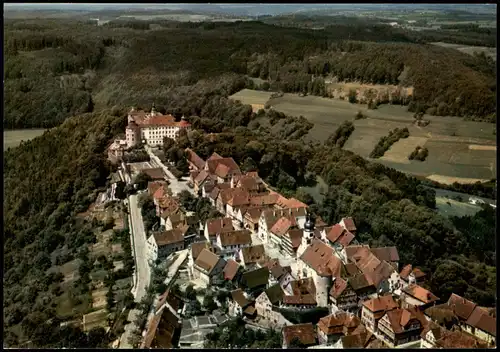Ansichtskarte Langenburg Schloss Langenburg vom Flugzeug aus 1975