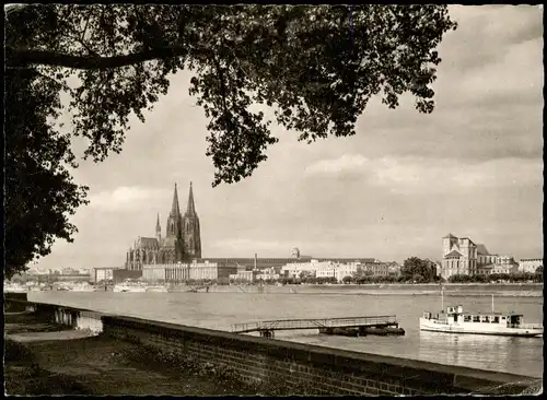 Ansichtskarte Köln Panorama-Ansicht Rheinfront Fernansicht Dom 1959