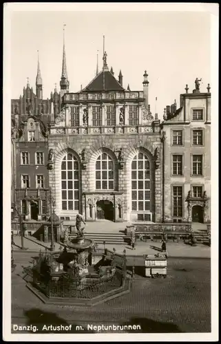 Postcard Danzig Gdańsk/Gduńsk Artushof m. Neptunbrunnen 1940