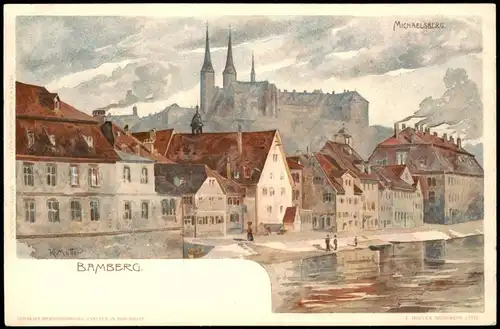 Ansichtskarte Bamberg Stadtpartie - Künstlerkarte K. Mutter 1909
