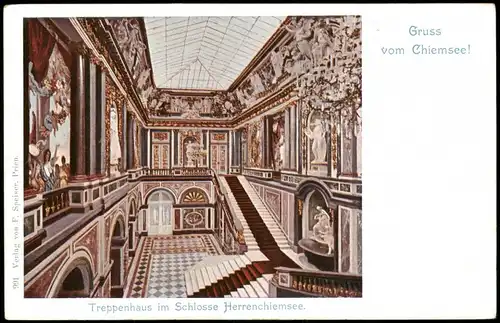 Ansichtskarte Chiemsee Schloss - Treppenaufgang 1905