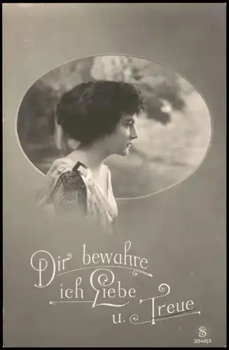 Ansichtskarte  Frühe Fotokunst Porträt einer verliebten Frau, Romantik 1913