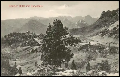Ansichtskarte Maurach Erfurter Hütte mit Karwendel. 1913