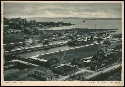 Ansichtskarte Holtenau-Kiel Holtenå Hafen und Schleusen 1936