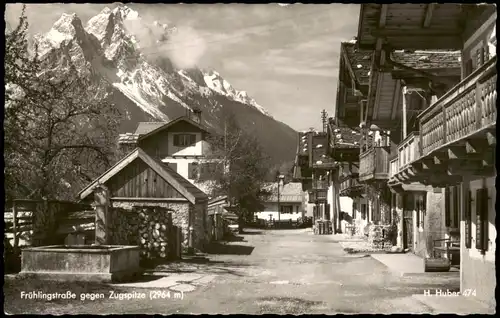 Ansichtskarte Garmisch-Partenkirchen Frühlingstrasse gegen Zugspitze 1964