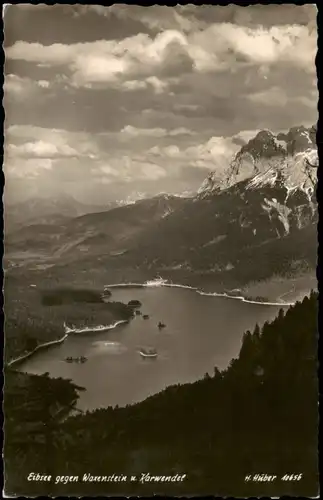 Garmisch-Partenkirchen Eibsee Panorama mit Waxenstein u. Karwendel 1954