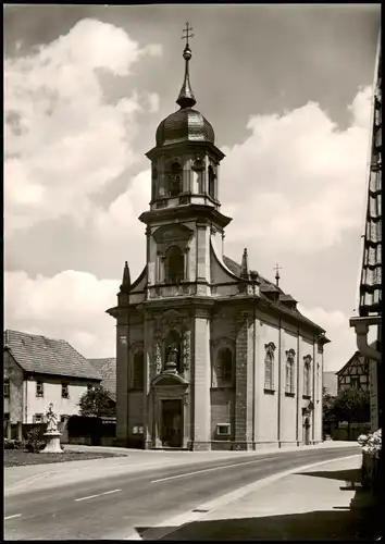 Ansichtskarte  Strassen Partie PFARRKIRCHE ST. JOSEF STEINBACH bei Lohr 1960
