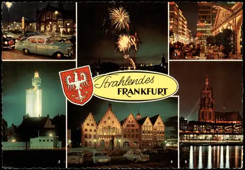 Frankfurt am Main  Bei Nacht mit Bahnhof, Feuerwerk, Henninger Turm uvm. 1960