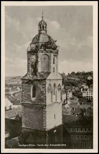 Ansichtskarte Meißen Panorama mit Turm der Frauenkirche 1956