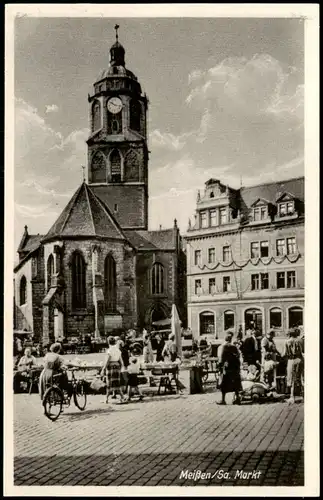 Ansichtskarte Meißen Marktplatz Markt zu DDR-Zeiten 1961