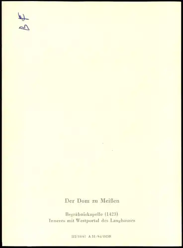 Meißen Begräbniskapelle im Dom Inneres mit Westportal des Langhauses 1967