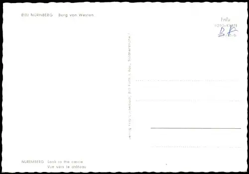 Ansichtskarte Nürnberg Burg von Westen, Castle Nuremberg 1960