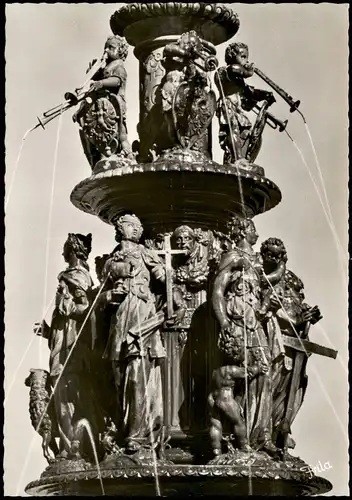 Ansichtskarte Nürnberg Tugendbrunnen 1960
