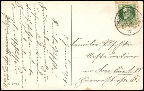 Ansichtskarte Nürnberg Partie a.d. Gaststätte Bratwurstglöcklein 1917