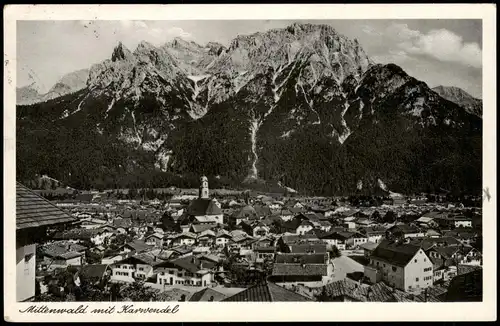 Ansichtskarte Mittenwald Panorama-Ansicht Gesamtansicht mit Bergen 1941