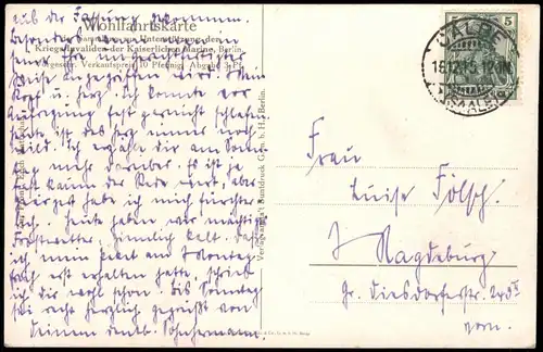 Ansichtskarte  Künstlerkarte Militär Marschierende Soldaten 1915  Stempel CALBE