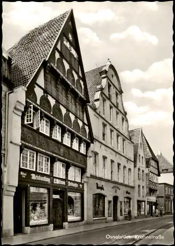 Ansichtskarte Osnabrück Krahnstrasse, Geschäfte und Weinhandlung 1967
